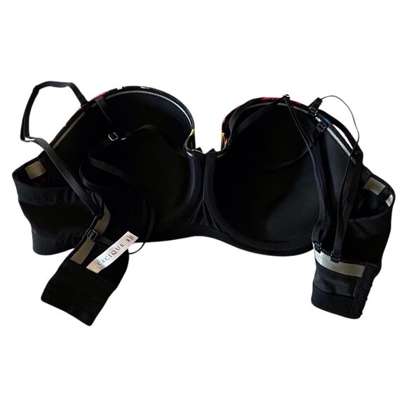 Cacique Plus Bra Harness Boost Strapless Stay Put Lace Detail Size 38D Tropical - Picture 2 of 12
